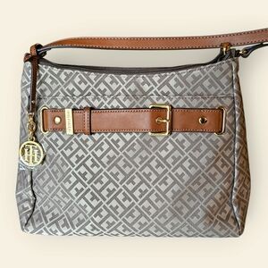Tommy Hilfiger Stylish Gray and Brown Handbag